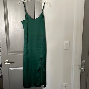 Emerald Satin Maxi Dress